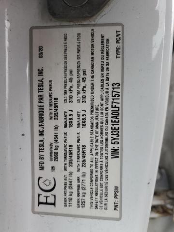 2020 TESLA MODEL 3 - 5YJ3E1EA0LF715713