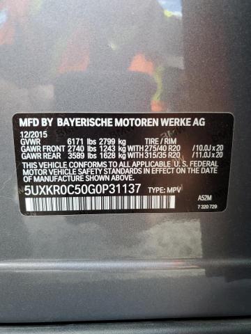 2016 BMW X5 XDRIVE3 5UXKR0C50G0P31137