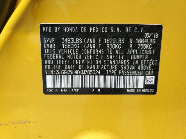 2019 HONDA FIT LX 3HGGK5H40KM705024