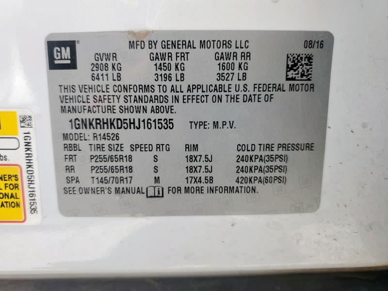 2017 CHEVROLET TRAVERSE L - 1GNKRHKD5HJ161535