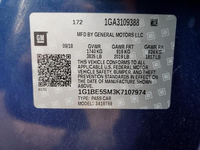 2019 CHEVROLET CRUZE LT - 1G1BE5SM3K7107974