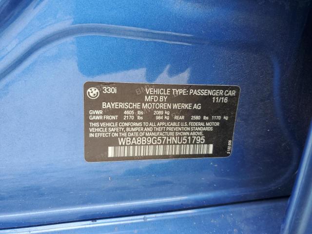 2017 BMW 330 I WBA8B9G57HNU51795