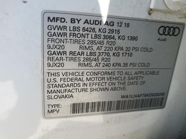 2019 AUDI Q7 PREMIUM - WA1LHAF75KD025255