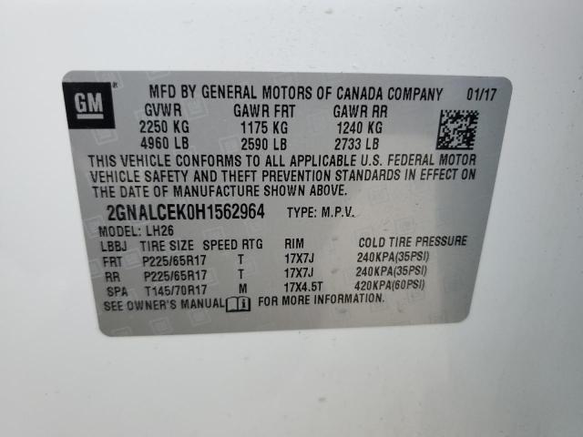 2017 CHEVROLET EQUINOX LT 2GNALCEK0H1562964