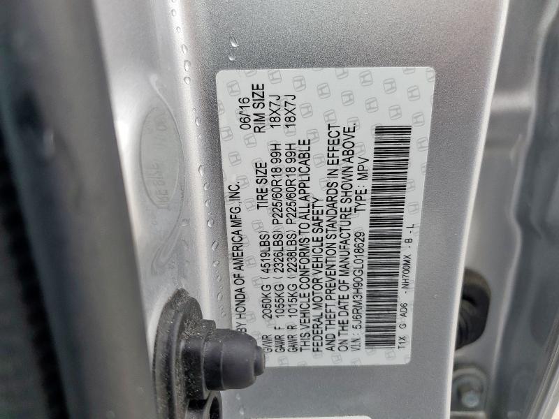 2016 HONDA CR-V TOURI - 5J6RM3H90GL018629