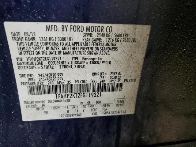 2014 FORD TAURUS SHO - 1FAHP2KT2EG119321