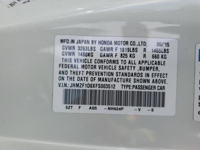 2015 HONDA CR-Z JHMZF1D6XFS003512