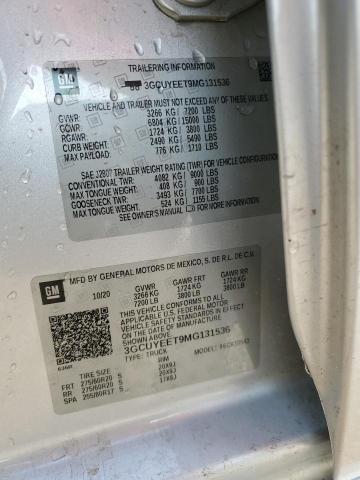 2021 CHEVROLET SILVERADO - 3GCUYEET9MG131536
