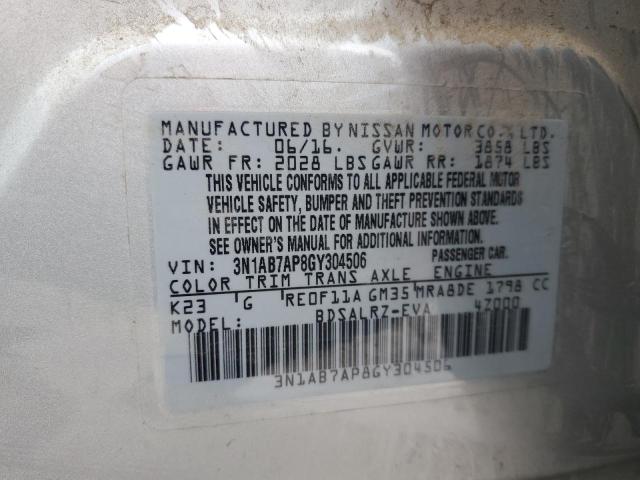 2016 NISSAN SENTRA S - 3N1AB7AP8GY304506