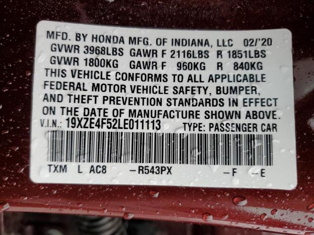 2020 HONDA INSIGHT EX 19XZE4F52LE011113