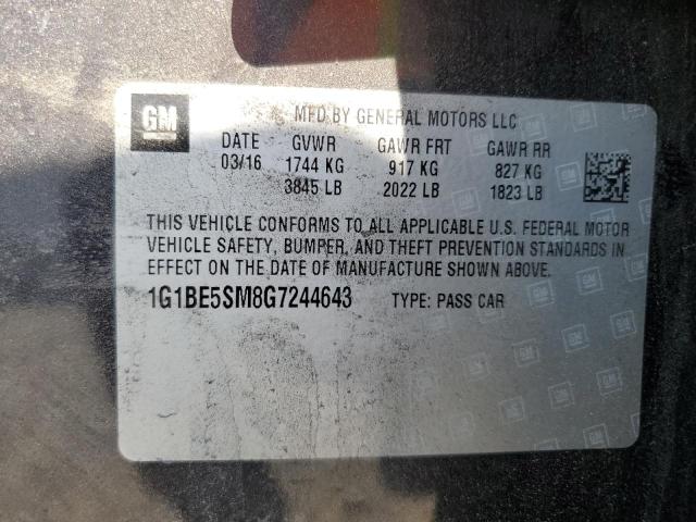 2016 CHEVROLET CRUZE LT - 1G1BE5SM8G7244643