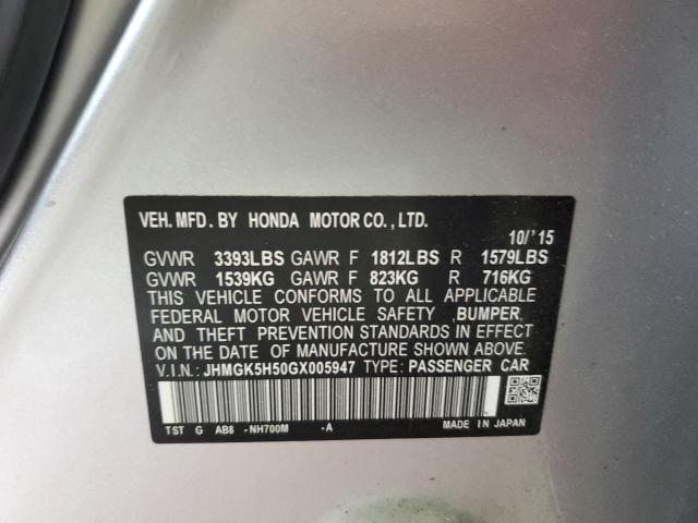 2016 HONDA FIT LX JHMGK5H50GX005947