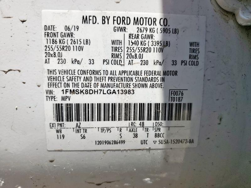 2020 FORD EXPLORER X - 1FMSK8DH7LGA13983