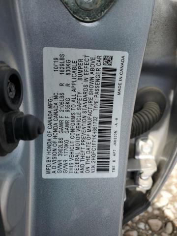 2019 HONDA CIVIC EXL - 2HGFC1F71KH651732