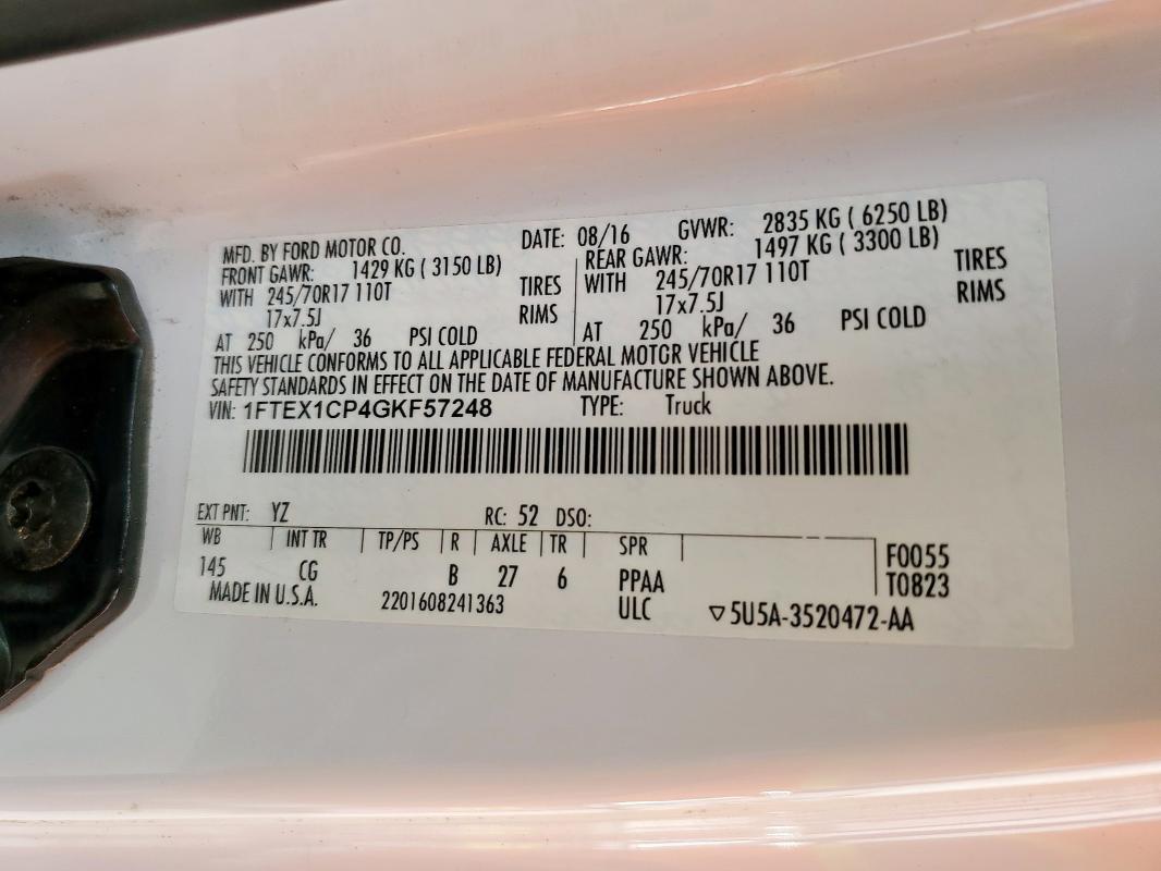 2016 FORD F150 SUPER - 1FTEX1CP4GKF57248
