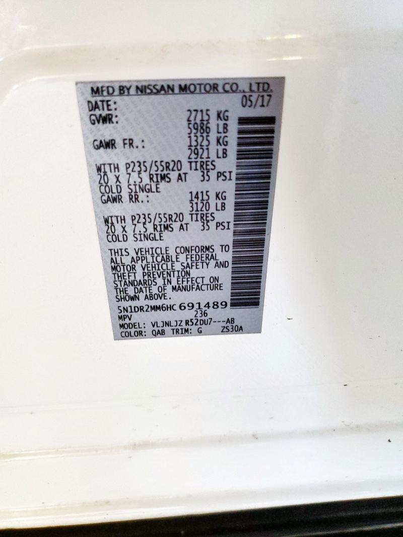 2017 NISSAN PATHFINDER - 5N1DR2MM6HC691489