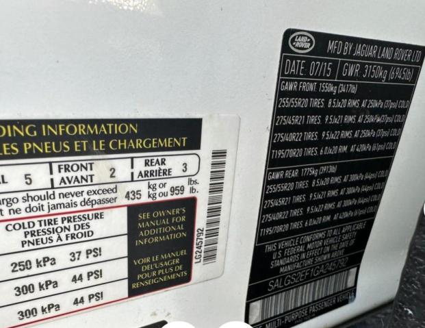 2016 LAND ROVER RANGE ROVE - SALGS2EF1GA245792