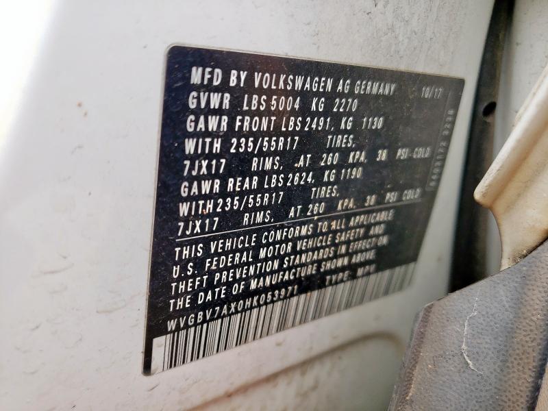 2017 VOLKSWAGEN TIGUAN S WVGBV7AX0HK053971