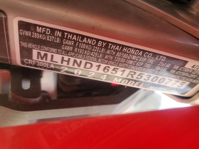 2024 HONDA CRF300 LA MLHND1651R5300775