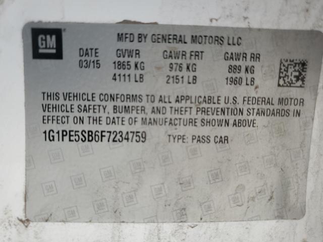 2015 CHEVROLET CRUZE LT - 1G1PE5SB6F7234759
