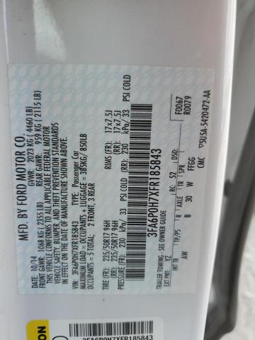 2015 FORD FUSION SE 3FA6P0H7XFR185843