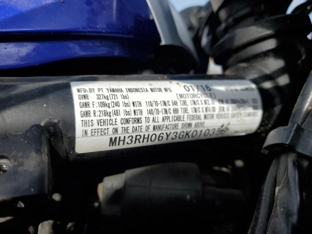 2016 YAMAHA YZFR3 MH3RH06Y3GK010356