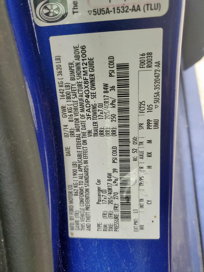 2015 FORD FIESTA ST - 3FADP4GX8FM121006