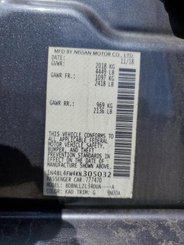 2019 NISSAN ALTIMA PLA 1N4BL4FW4KN305032