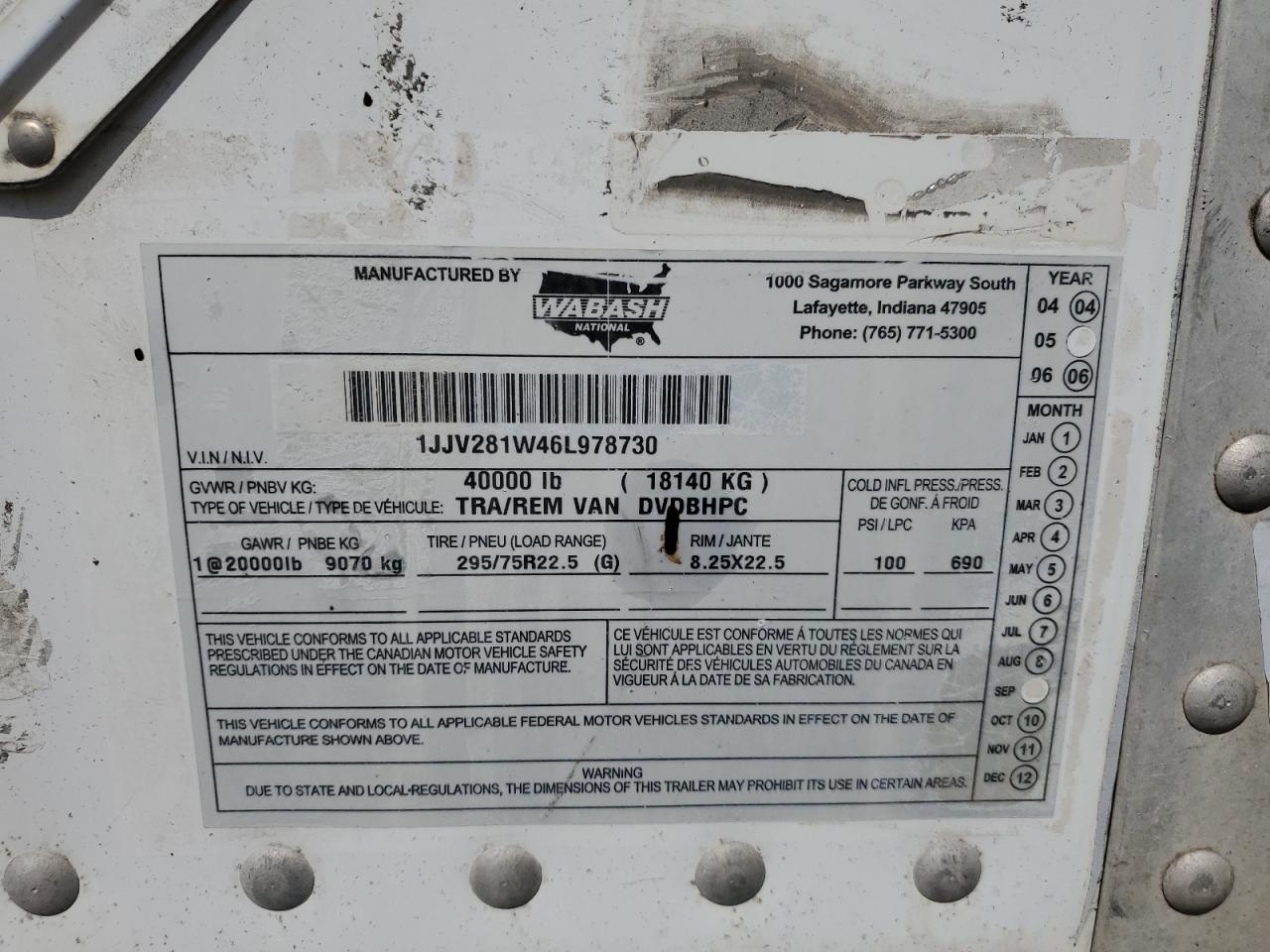 Lot #3192441618 2006 WABASH UNKNOWN