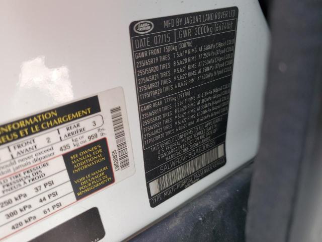 2016 LAND ROVER RANGE ROVE - SALWR2VF8GA630855