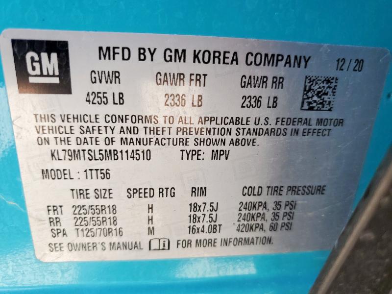 2021 CHEVROLET TRAILBLAZE KL79MTSL5MB114510