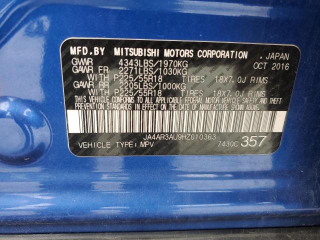 2017 MITSUBISHI OUTLANDER - JA4AR3AU9HZ010363