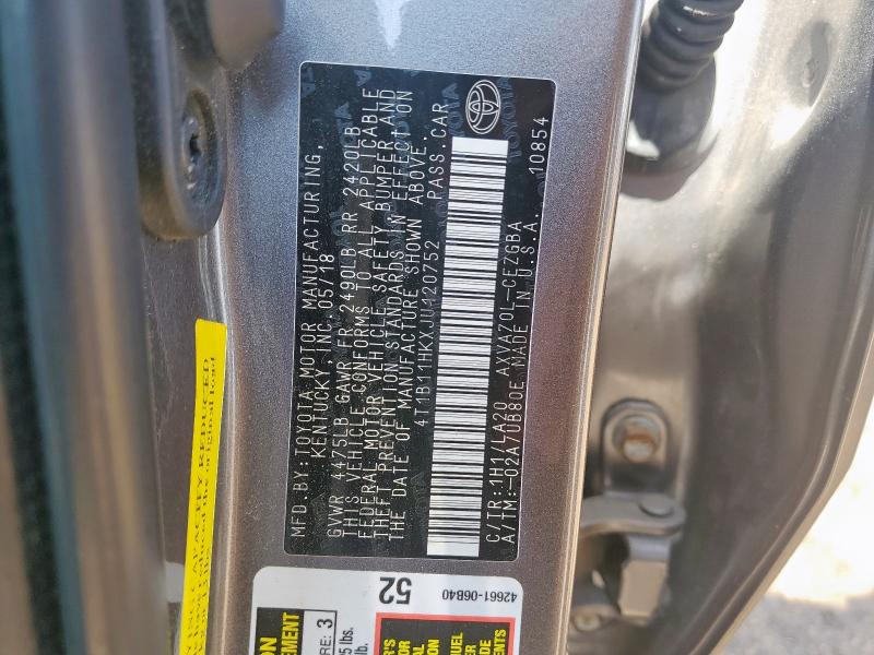 2018 TOYOTA CAMRY L 4T1B11HKXJU120752
