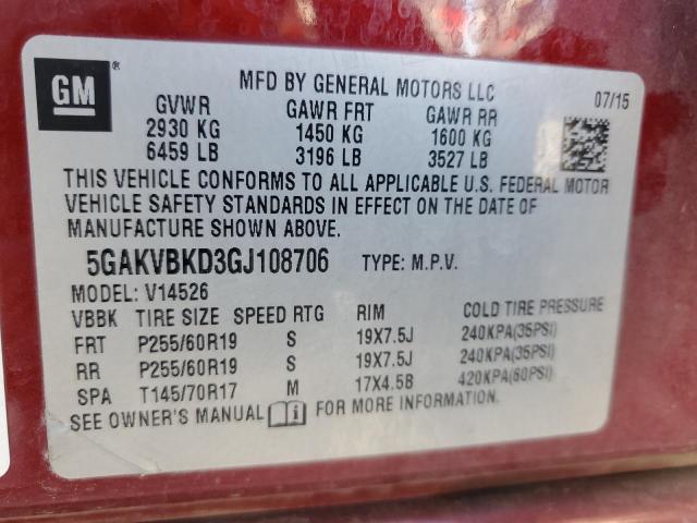 2016 BUICK ENCLAVE 5GAKVBKD3GJ108706