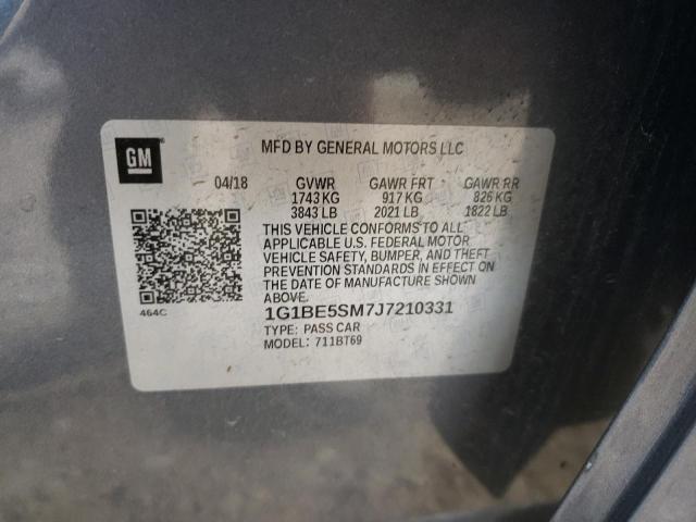 2018 CHEVROLET CRUZE LT - 1G1BE5SM7J7210331