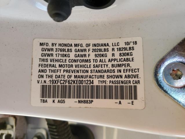 2019 HONDA CIVIC LX 19XFC2F62KE001234
