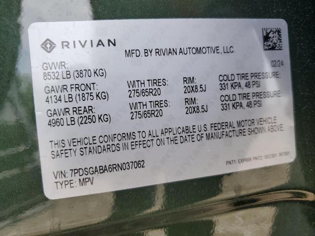2024 RIVIAN R1S ADVENT - 7PDSGABA6RN037062