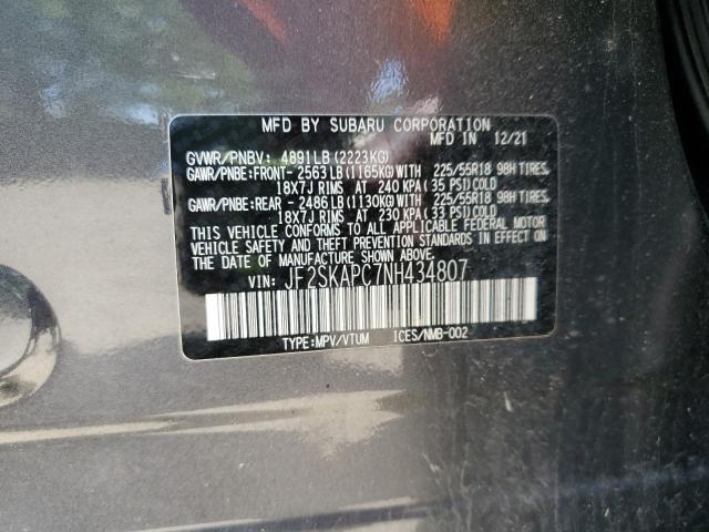 2022 SUBARU FORESTER L JF2SKAPC7NH434807