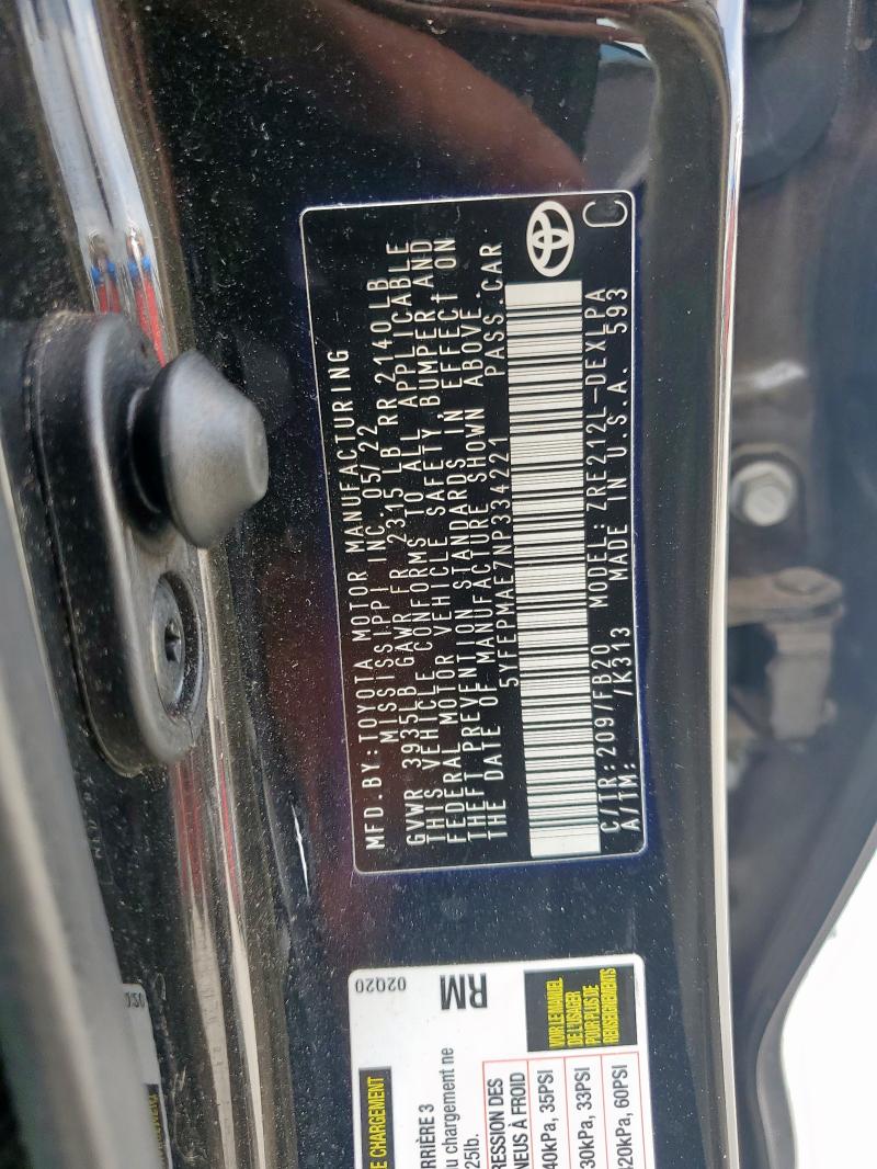 2022 TOYOTA COROLLA LE - 5YFEPMAE7NP334221