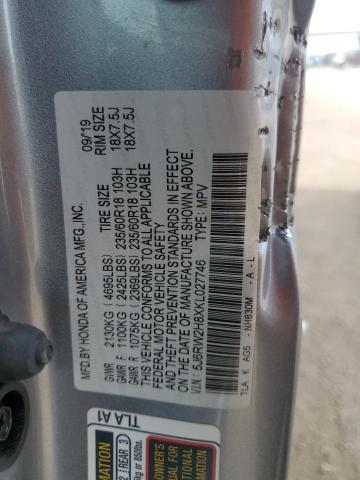 2019 HONDA CR-V EXL - 5J6RW2H8XKL027746