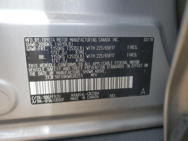 2019 TOYOTA RAV4 LE 2T3F1RFV8KW038251
