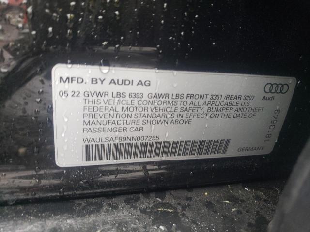 2022 AUDI S8 WAULSAF89NN007255