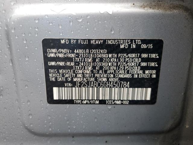2016 SUBARU FORESTER JF2SJABC6GH450784