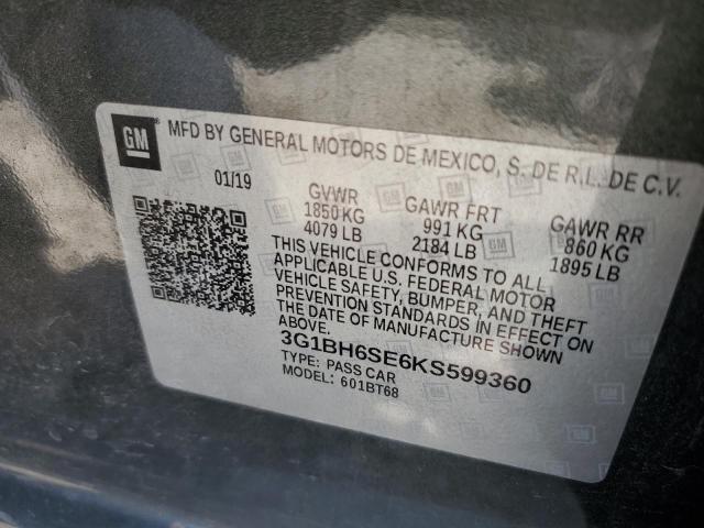 2019 CHEVROLET CRUZE 3G1BH6SE6KS599360