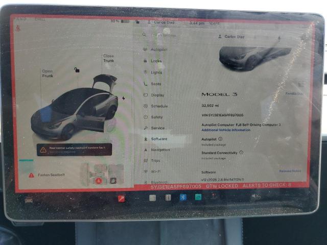 2023 TESLA 3 5YJ3E1EA5PF697005