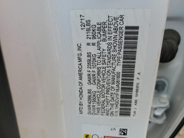 2018 HONDA ACCORD LX 1HGCV1F16JA061600