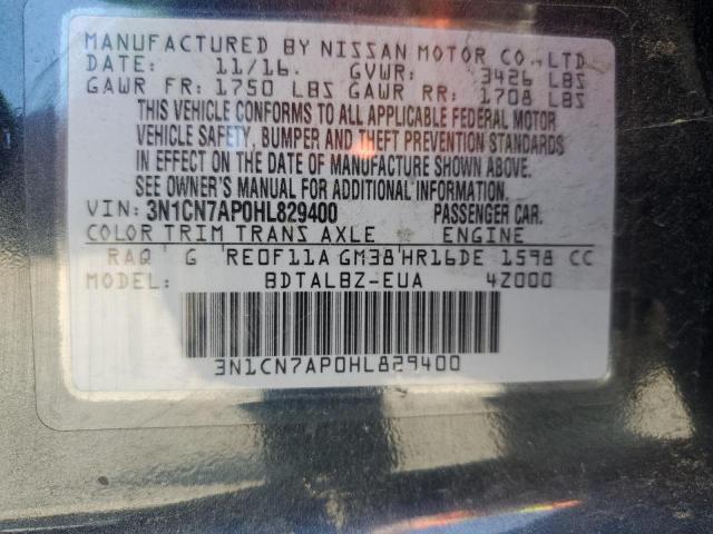 2017 NISSAN VERSA S - 3N1CN7AP0HL829400