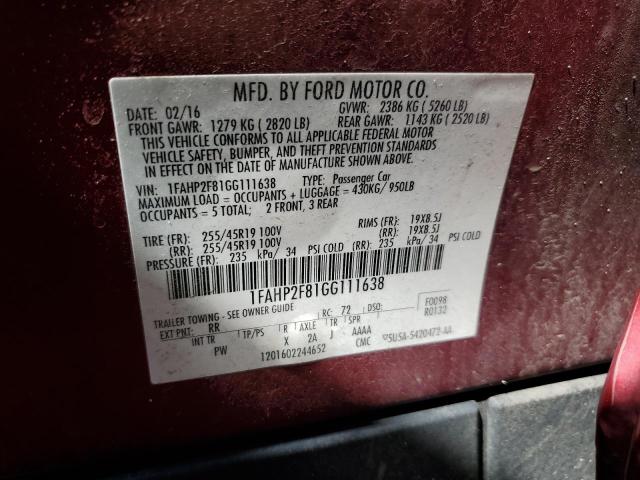 2016 FORD TAURUS LIM - 1FAHP2F81GG111638