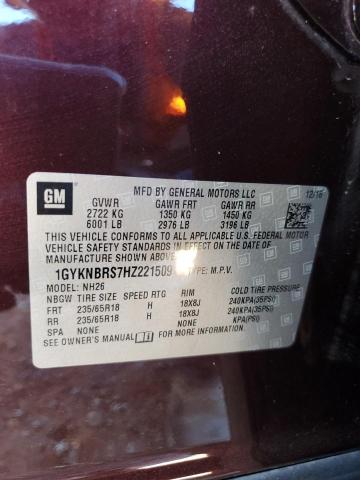 2017 CADILLAC XT5 LUXURY 1GYKNBRS7HZ221509