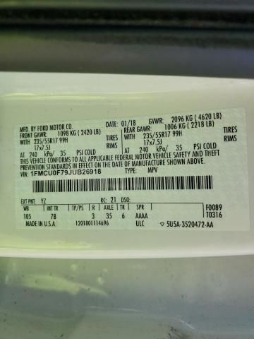 2018 FORD ESCAPE S 1FMCU0F79JUB26918